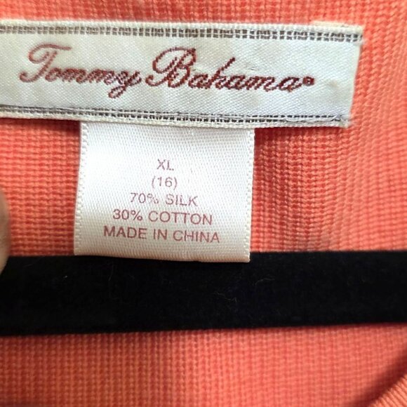 Tommy Bahama Womens Coral Button-Front Cardigan Sweater XL Cotton/Silk Blend Lon - Picture 6 of 10